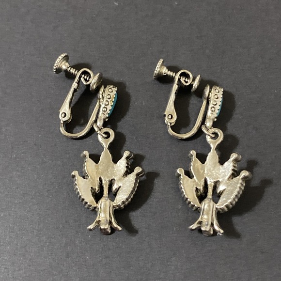 Southwest Native American Style Earrings Lot Faux Turquoise Lapis Silver Tone - Picture 7 of 12